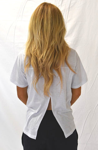 Amethyst Split Back Tee - White