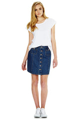 Ellie - Mid Indigo Denim Skirt by Mavi - Picpoket