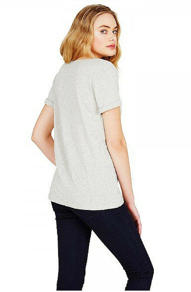 Ava - Classic V Neck Tee - Grey Marle by Mavi - Picpoket