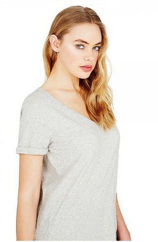 Ava - Classic V Neck Tee - Grey Marle