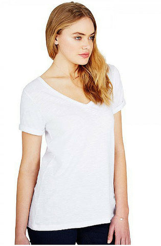 Ava - Classic V Neck Tee - White
