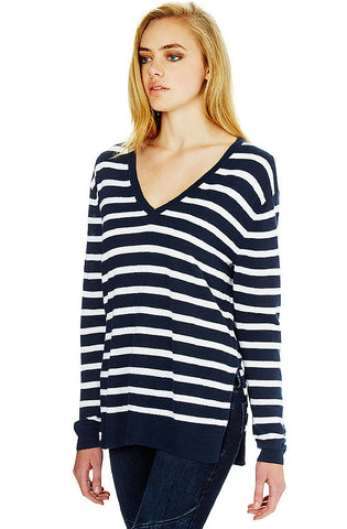 Maya - Ink Winter White Stripe Top
