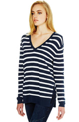 Maya - Ink Winter White Stripe Top by Mavi - Picpoket