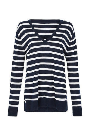 Maya - Ink Winter White Stripe Top