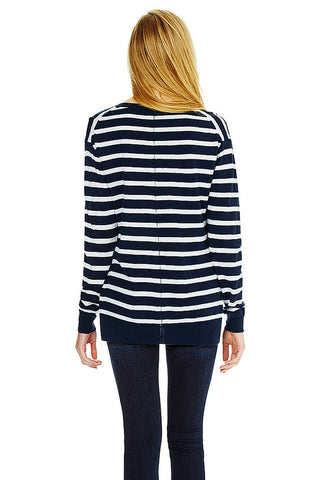 Maya - Ink Winter White Stripe Top