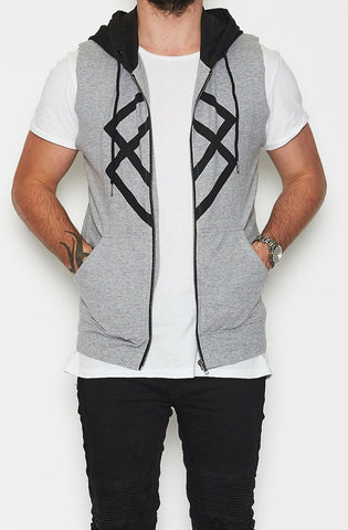 Destruction Zip Sleeveless Hoodie