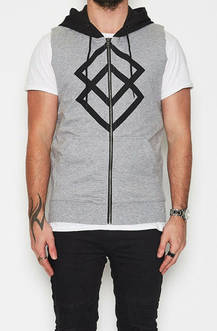 Destruction Zip Sleeveless Hoodie