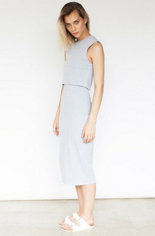 Elke Layered Midi Dress - Grey Marle