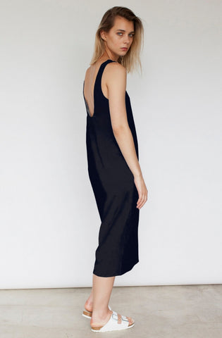 Jette Scooped Back Midi Dress - Black