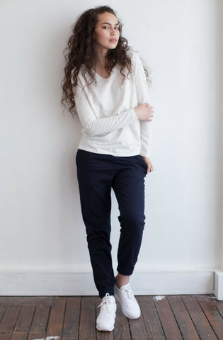 Zion Canvas Cropped Pant - Navy