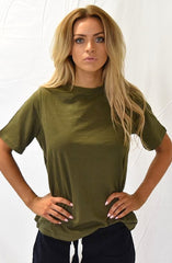 Amethyst Split Back Tee - Khaki by Nude Lucy - Picpoket