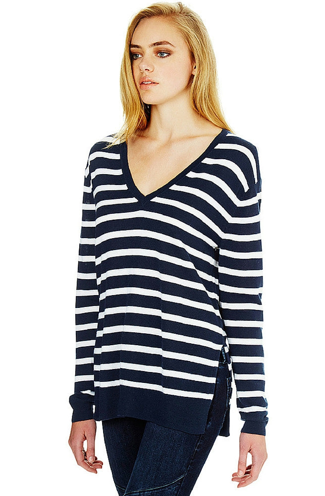 Maya - Ink Winter White Stripe Top by Mavi - Picpoket