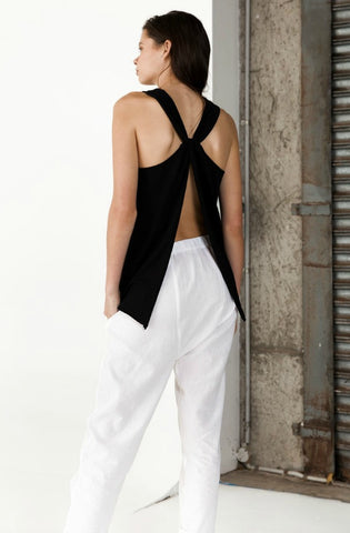 Stik Twist Back Singlet - Black
